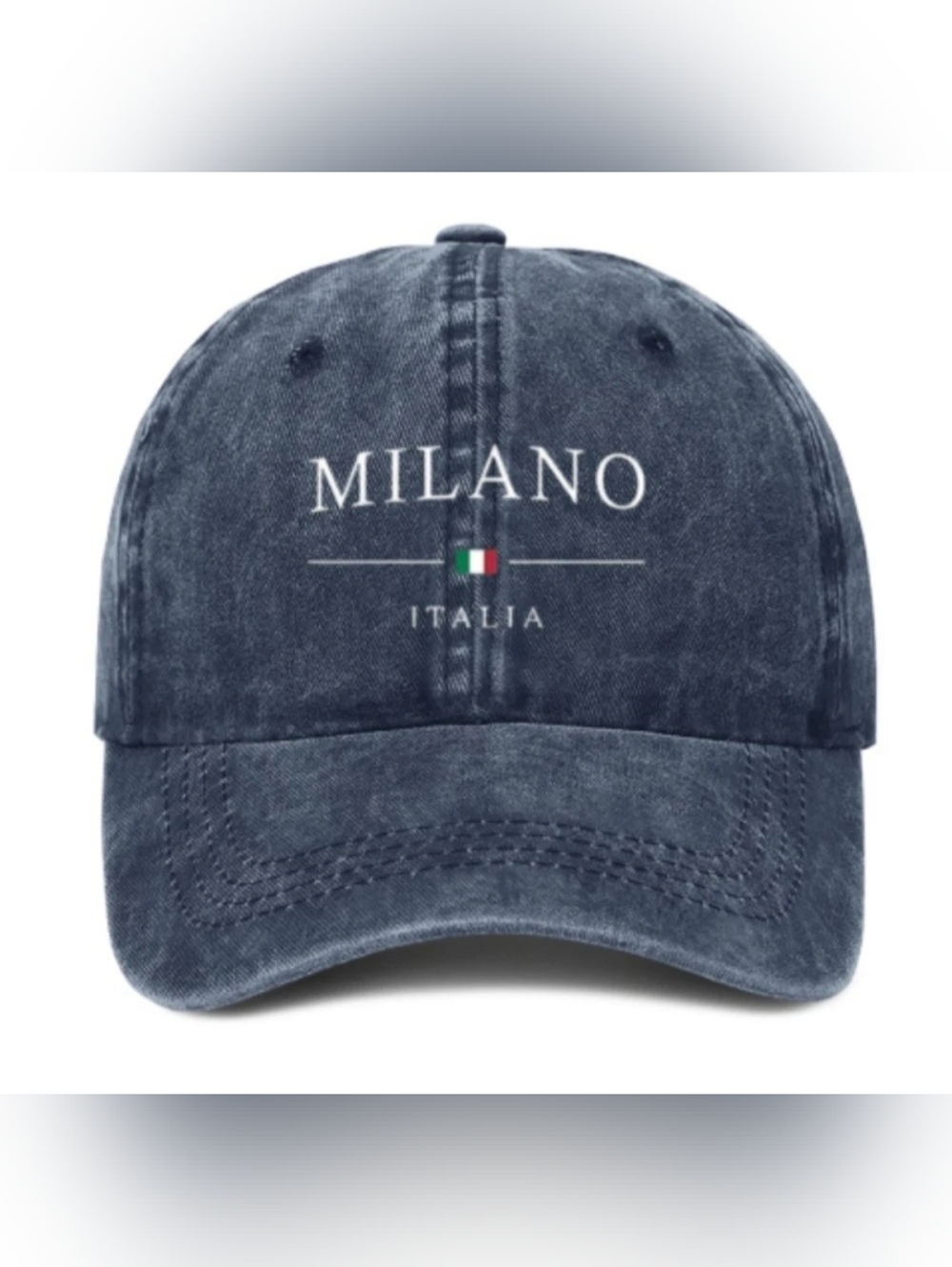 Vintage Stylish Milan Design Distressed Washed Baseball Cap Adjustable Dad Hat - Picture 2 of 5